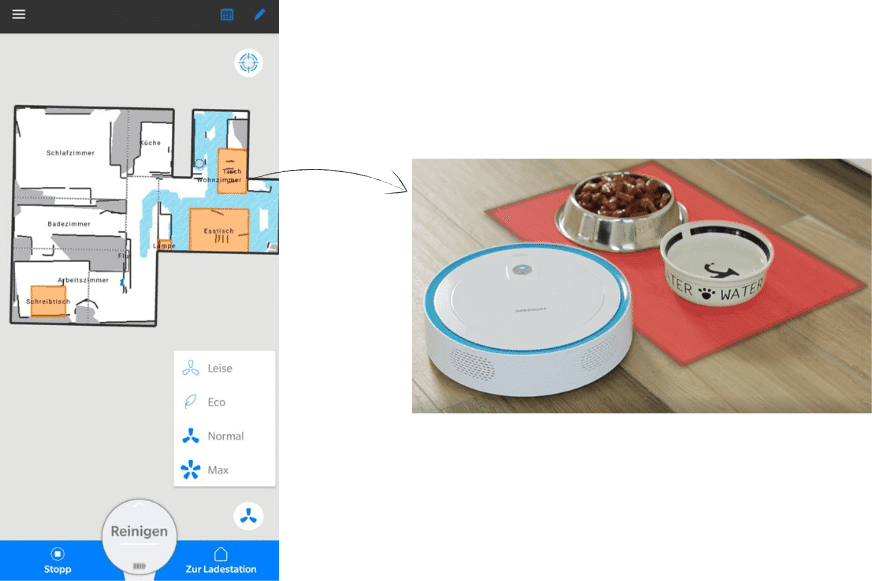 Sperrbereich in der App eingezeichnet